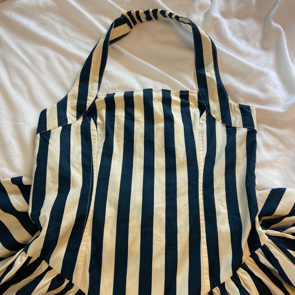 ASOS Black and Cream Striped Backless Dress - Picture 5 of 6